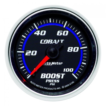 Auto Meter 2-1/16IN BOOST, 0-100 PSI MECH, COBALT 6106